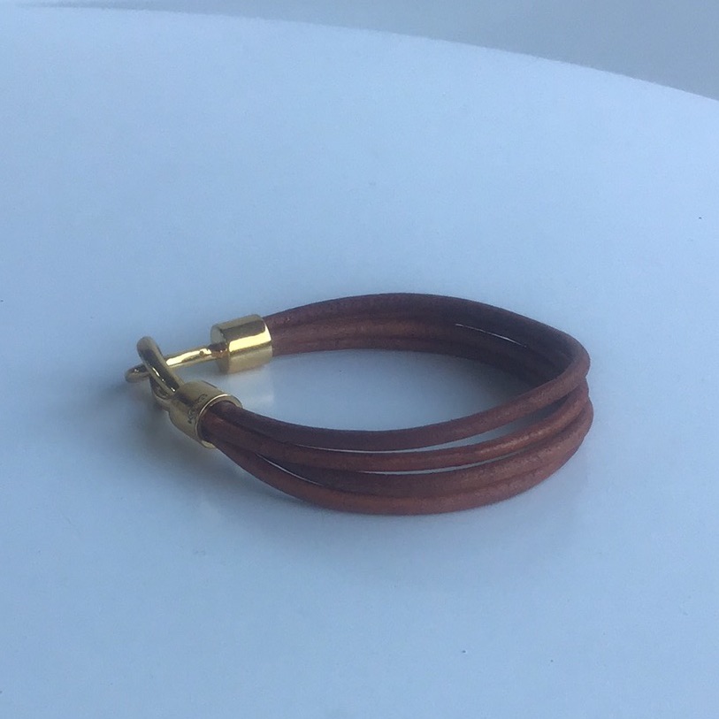 Michael Kors Brown Leather Style Bracelet With Gold Accents